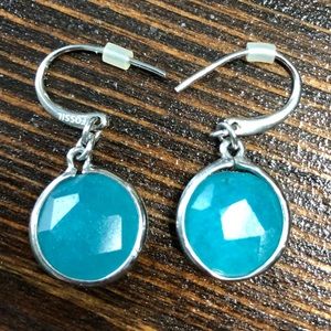 Fossil turquoise dangle earrings